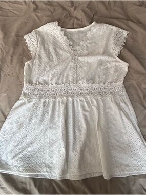 White Eyelet Lace Babydoll Top